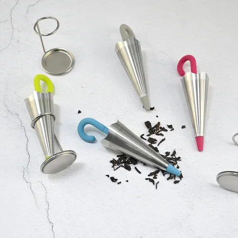 Creative Umbrella Tea Strainer Stainless Steel Loose Leaf Tea Infuser With Silicone Handle Kitchen Tea Accessories Tool