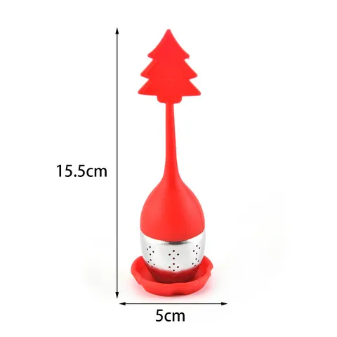 Infuseur à Thé en Silicone Arbre de Noël Créatif Filtre à Thé en Vrac Rouge Accessoires de Cuisine