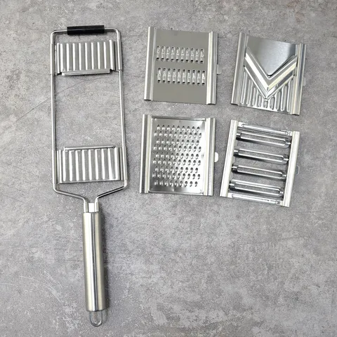 Cortador Rallador de Verduras Multifuncional de Acero Inoxidable Picadora de Alimentos de Cocina Con Cuchillas Reemplazables Herramienta