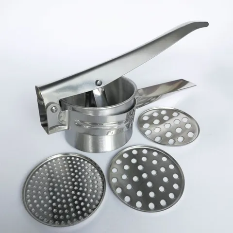 Stainless Steel Potato Ricer Manual Potato Masher With Interchangeable Discs Kitchen Gadget For Cooking Food Preparation
