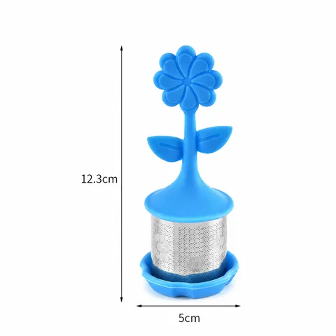 Infuseur à Thé Fleur en Acier Inoxydable Filtre à Thé en Silicone Créatif Outil d'Infusion de Thé