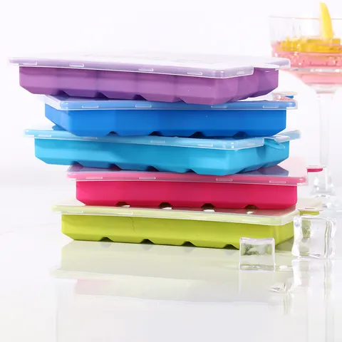 Bac à Glaçons en Silicone Avec Couvercle 15 24 Grilles Souple Démoulage Facile Moule à Glaçons Pour Maison Cuisine Bar Accessoires Boisson