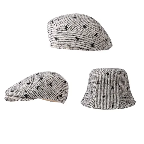 Γυναικείο Καπέλο Bucket Beret Flat Cap από Tweed Μόδα Μαύρο Λευκό Φιόγκος Φθινόπωρο Χειμώνας Προστασία Ηλίου Καθημερινό