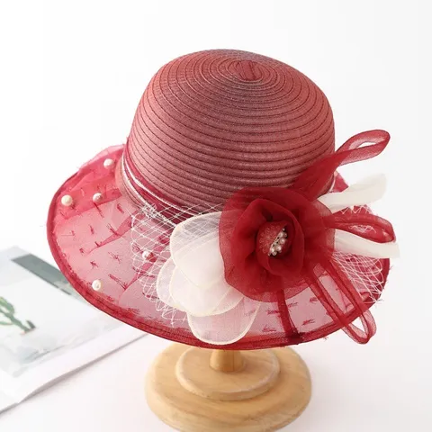 Women Organza Lace Sun Hat Elegant Breathable Bucket Hat Fashion Summer Beach Outdoor Hat