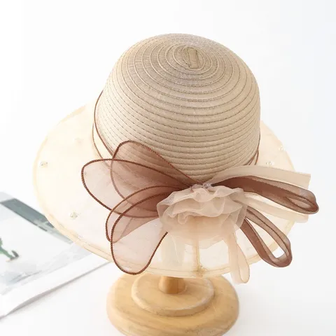 Women Organza Lace Sun Hat Elegant Breathable Bucket Hat Fashion Summer Beach Outdoor Hat