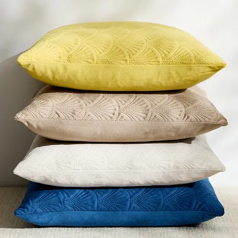 Fodera per Cuscino in Velluto Goffrato con Foglia di Ginkgo Stile Nordico Fodera per Cuscino Decorativa per Soggiorno Divano
