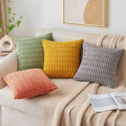 Nordic Solid Color Corduroy Throw Pillow Cover Decorative Square Cushion Case For Living Room Sofa Bed Home Decor