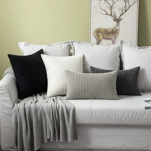 Federa per Cuscino in Velluto a Coste Moderno Minimalista Federa Decorativa Tinta Unita per Divano Soggiorno Camera da Letto