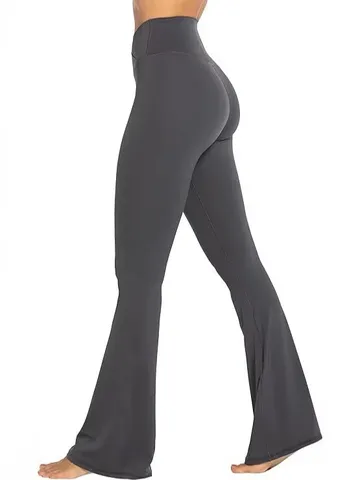 Pantalon Évasé Décontracté pour Femmes à Taille Haute Croisée Couleur Unie Près du Corps Yoga Long Pour Fitness Sport