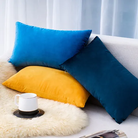 Fodera per Cuscino in Velluto Tinta Unita Rettangolo Copricuscino Morbido Per Soggiorno Camera da Letto Decorazioni per la Casa