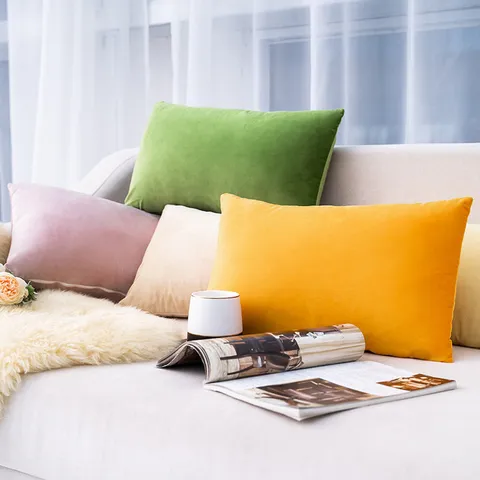 Fodera per Cuscino in Velluto Tinta Unita Rettangolo Copricuscino Morbido Per Soggiorno Camera da Letto Decorazioni per la Casa