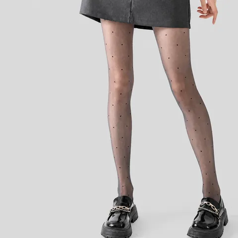 Dames Sexy Transparante Polka Dot Panty Ultradun Anti-Haak Zwarte Tights Zomer Ademende Lichte Stretch Kousen