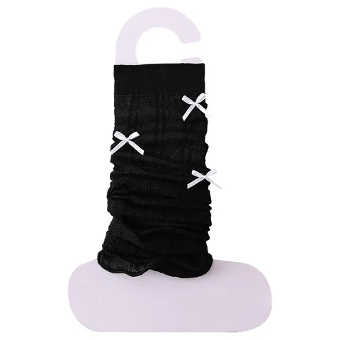 Women Spring Summer Hollow Out Bowknot Knit Leg Warmers Sweet Breathable Mesh Stacked Socks Fashion Hosiery