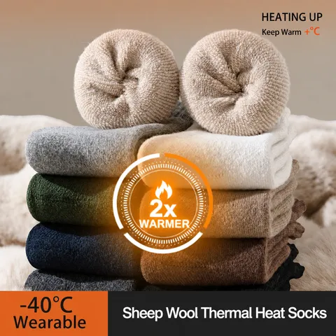 Herren Thermische Wolle Winter Socken Verdickt Gefüttert Kaltes Wetter Crew Socken Einfarbig Vielseitig Warm Lange Socken