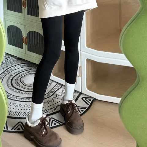 Women Winter Thickened Warm Tights High Waist Vertical Striped Thermal Leggings Footed And Stirrup Pantyhose