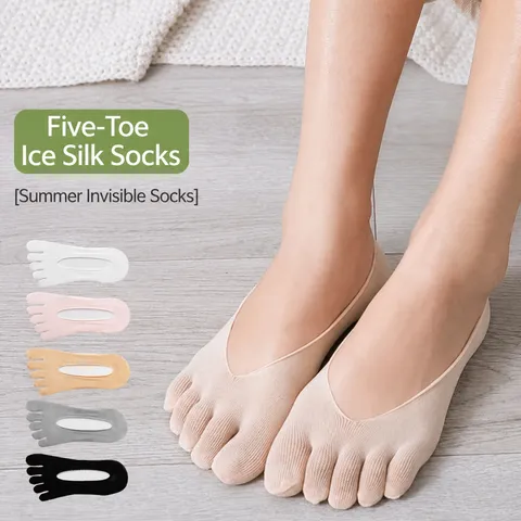 Calcetines de Cinco Dedos Finos de Malla Primavera Verano para Mujer Color Sólido Dedos Separados Transpirables Invisibles
