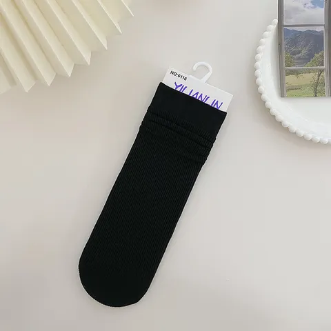 Calcetines Slouch de Color Sólido para Mujer Delgados Transpirables Acanalados Tubo Medio Casual Diario Moda Cómodos