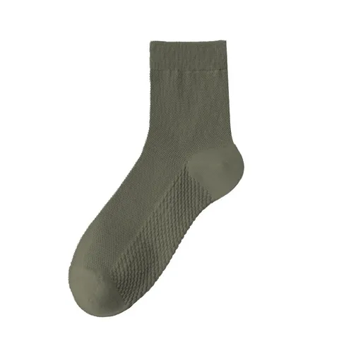 Calcetines de Tripulación de Algodón Puro para Hombre Malla Transpirable Verano Delgados Anti-Olor Absorbentes de Sudor Casuales Color Sólido