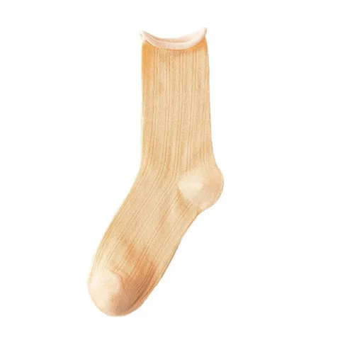 Calcetines de Tubo Medio Slouch Casuales de Color Sólido de Malla Transpirable para Mujer