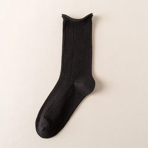 Calcetines de Tubo Medio Slouch Casuales de Color Sólido de Malla Transpirable para Mujer