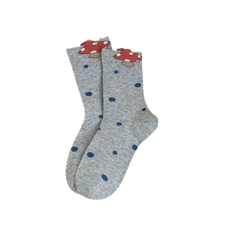 Calcetines de Tubo Casuales de Mezcla de Algodón para Mujer Lindo Patrón de Animales de Dibujos Animados Ribete de Volantes Cómodo