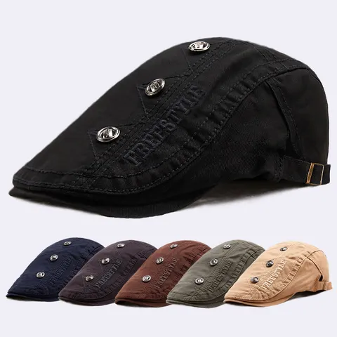 Mens Womens Beret Hat Cotton Polyester Blend Newsboy Cap Casual Flat Cap Visor Painter Hat Solid Color Outdoor Adjustable