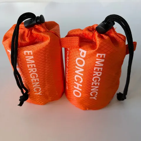 PE Emergency Sleeping Bag Waterproof Thermal Survival Blanket Portable Poncho With Whistle Carabiner For Hiking Camping