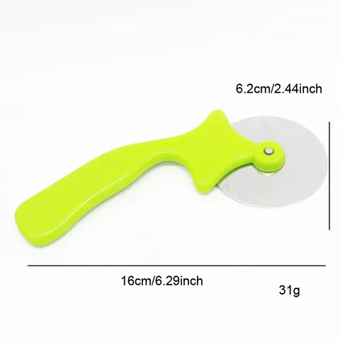 Tagliapizza in Acero Inossidabile Manico in Plastica Verde Ergonomico Taglierina a Rullo Affilata per Cucina Cottura