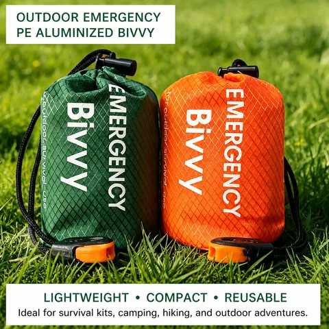 Saco de Dormir de Emergencia para Exteriores Película Aluminizada de PE Manta Térmica Impermeable Equipo de Supervivencia para Camping