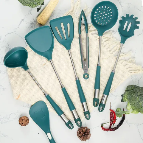 Silicone Kitchen Utensils Cooking Spatula Soup Spoon Food Clip Heat Resistant Non Stick Kitchen Tool Set For Cooking