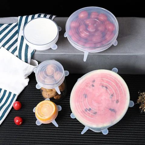 Reusable Silicone Stretch Lids Food Cover Bowl Pot Stretchable Kitchen Accessories Seal Cover Set For Home