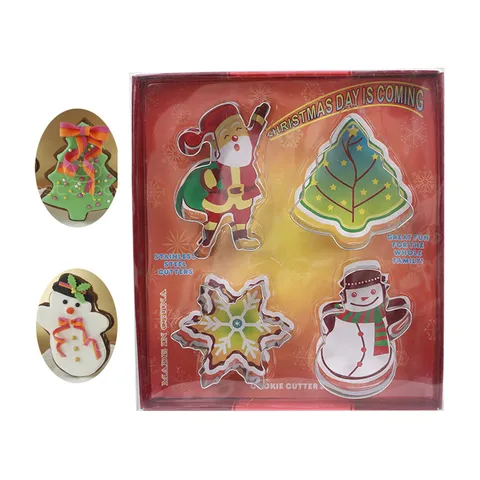 Christmas Cookie Cutter Set Stainless Steel Snowflake Santa Snowman Biscuit Molds Baking Tools