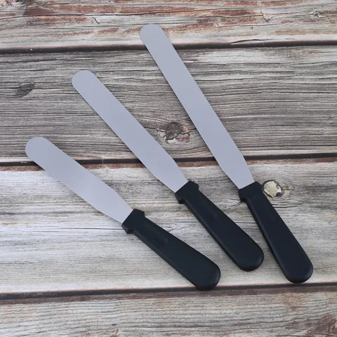 Stainless Steel Cake Spatula With Plastic Handle Straight Icing Spatula Baking Tool For Kitchen Pastry Decorating