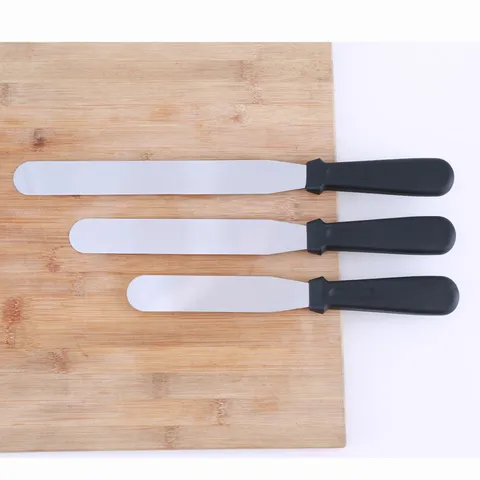 Stainless Steel Cake Spatula With Plastic Handle Straight Icing Spatula Baking Tool For Kitchen Pastry Decorating
