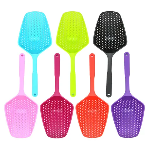 Plastic Kitchen Colander Strainer Ice Scoop Multifunctional Slotted Spoon With Hanging Hole For Kitchen Cooking