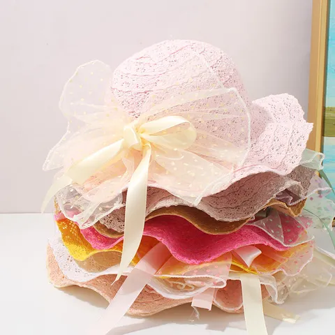 Kinder Sonnenhut Sommer Baby Mädchen Prinzessin Eimer Hut Kleinkind Süße Schleife Strohhut Outdoor Strand Sonnenschutz Hut