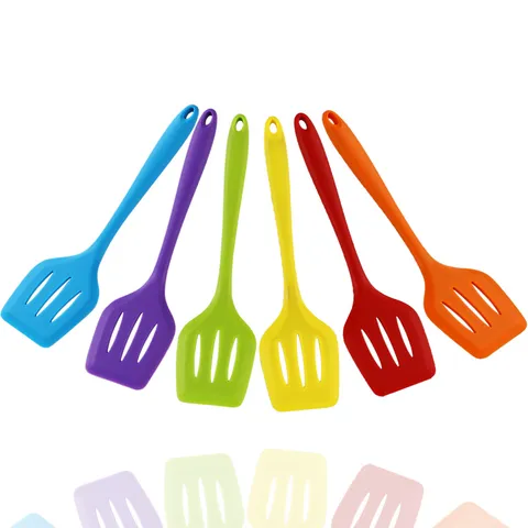 Food Grade Silicone Slotted Spatula Non Stick Cookware Heat Resistant Kitchen Cooking Utensil With Convenient Hanging Hole