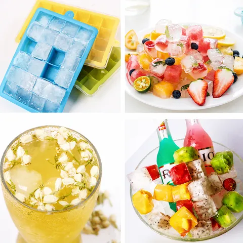 Household Silicone Ice Cube Tray Mold With Lid Square Diamond Ice Ball Maker Kitchen Bar Accessories Ice Making Tool
