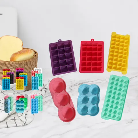 Household Silicone Ice Cube Tray Mold With Lid Square Diamond Ice Ball Maker Kitchen Bar Accessories Ice Making Tool