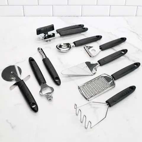 Set de Gadgets de Cocina de Acero Inoxidable Pelador Multifuncional Abrelatas Rallador Utensilios de Cocina