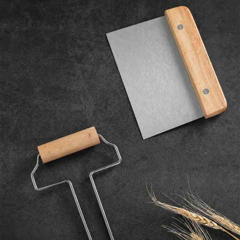 Stainless Steel Dough Cutter And Pastry Scraper With Wooden Handle Baking Tool For Kitchen Cooking