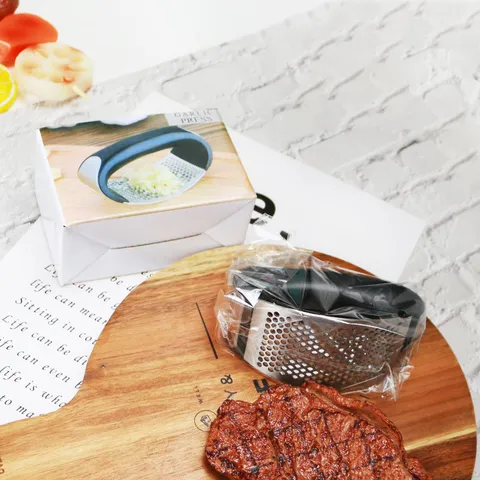 Prensa de Ajo Manual de Acero Inoxidable Picadora de Ajo de Cocina Mango Ergónomico Herramienta Trituradora de Ajo Resistente