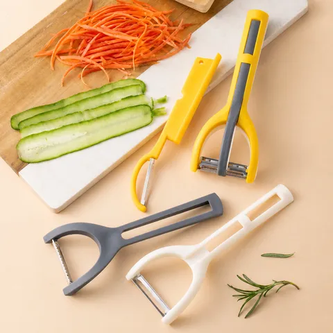 Pelador de Frutas y Verduras Multifuncional de Acero Inoxidable 3 en 1 Rallador de Cocina con Cubierta Protectora