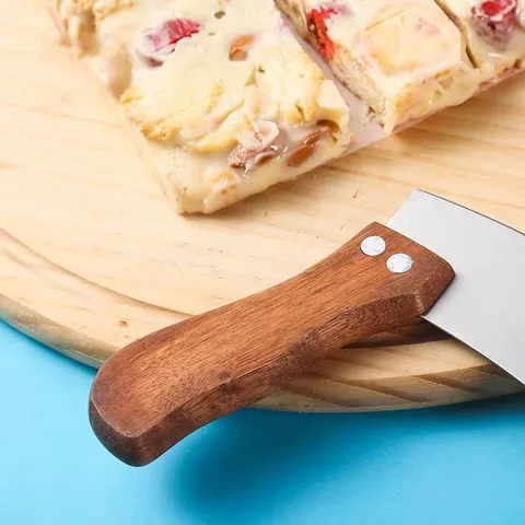 Stainless Steel Pastry Cutter With Wooden Handle Curved Nougat Snowflake Crisp Pizza Cutter Kitchen Cooking Gadget