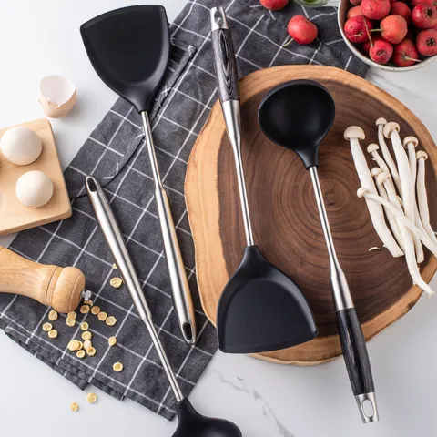 Stainless Steel Silicone Cooking Spatula And Spoon Kitchen Tool Set High Temperature Resistant Non-Stick Cookware