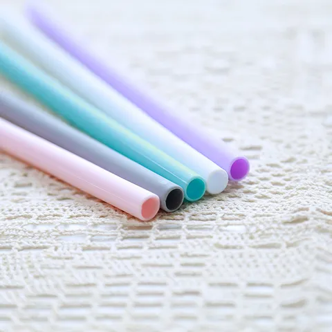 Pailles À Boire En Silicone Réutilisables Pailles Souples Courbées Et Droites Verre Écologique Pour Boissons Froides