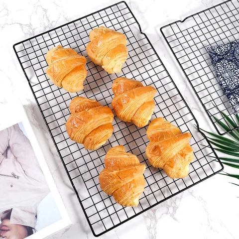 Black Metal Wire Baking Cooling Rack Non-Stick Kitchen Wire Mesh Drying Grid For Cake Bread Biscuits Pastry Cooling