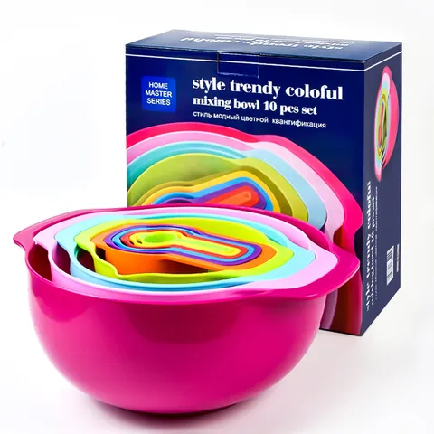Multifunctional Plastic Measuring Cups And Spoons Set Rainbow Nesting Bowls Colander Kitchen Baking Tools And Gadgets