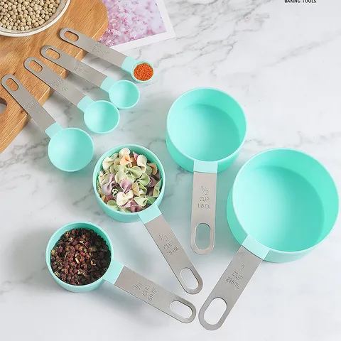 Set Tazze E Cucchiai Misuratori Da Forno Manico In Acciaio Inossidabile Strumenti Di Misura In Plastica Accessori Da Cucina