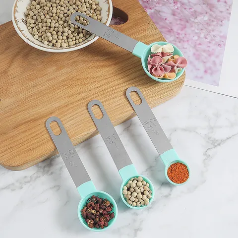 Set Tazze E Cucchiai Misuratori Da Forno Manico In Acciaio Inossidabile Strumenti Di Misura In Plastica Accessori Da Cucina